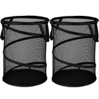 BATTOO 2 Pack Black X-Large Collapsible Laundry Basket Foldable Mesh Pop Up Hamper with Handles for Laundry Room, Bathroom, Kids Room, College Dorm, Travel, Camping, Gift Basket