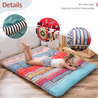 MAXYOYO Japanese Floor Mattress Futon Mattress, 4" Thicken Tatami Mat Sleeping Pad Foldable Roll Up Mat Boys Girls Dormitory Pad Kids Floor Lounger Pillow Bed, Charcoal Grey, Queen Size