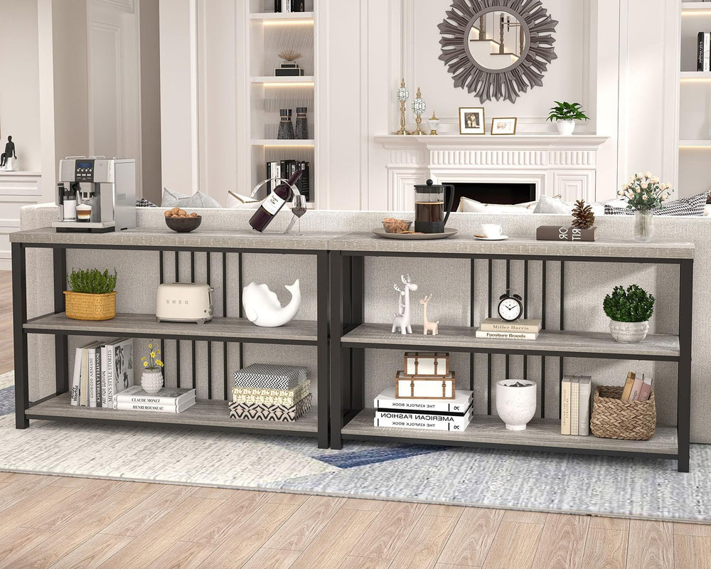 FOLUBAN Console Tables for Entryway, Sofa Table with 3 Tier Storage for Livin...
