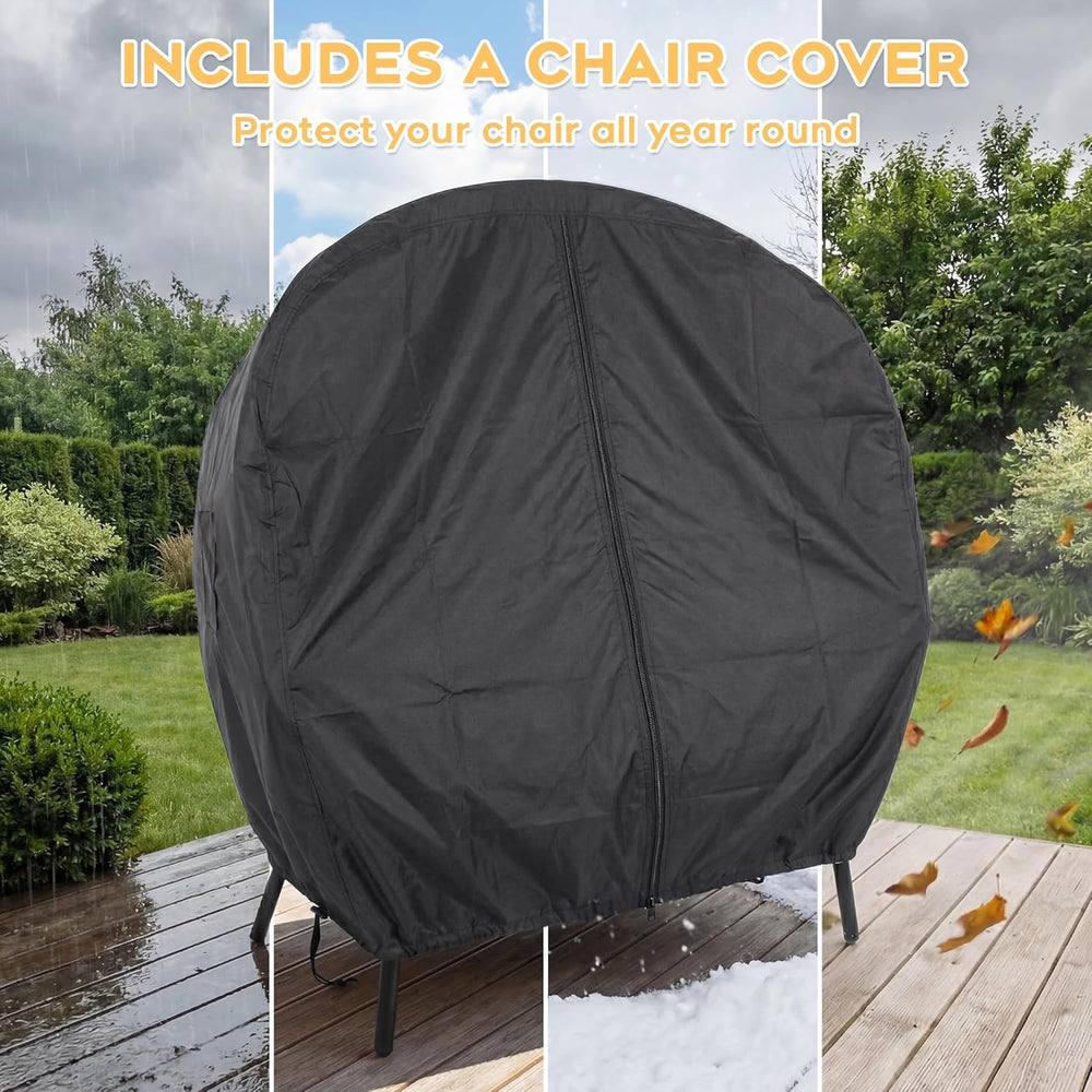 Double Wicker Egg Chair Outdoor Indoor - 2-Person Oversized Loveseat with 8&q...