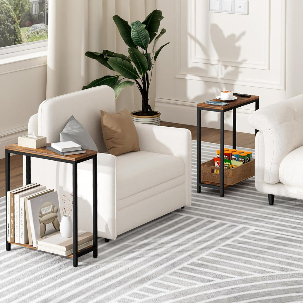 SLEEPING LAMB Narrow End Tables Living Room Set of 2 Small Side Table for Sma...