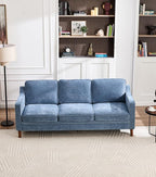 Kingfun 80" Chenille Sofa, 3 Seater Couch, Mid Century Modern Couches with Solid Wood Legs for Living Room & Bedroom, Light Blue