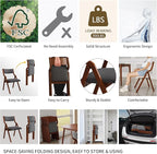 Ball & Cast Upholstered Folding Dining Chairs Set of 2, Foldable Wooden Chair 2-Pack, Portable Office-Chair for Kitchen Outdoor Activity, Easy Carry & Storage, Cherry+Dark Grey