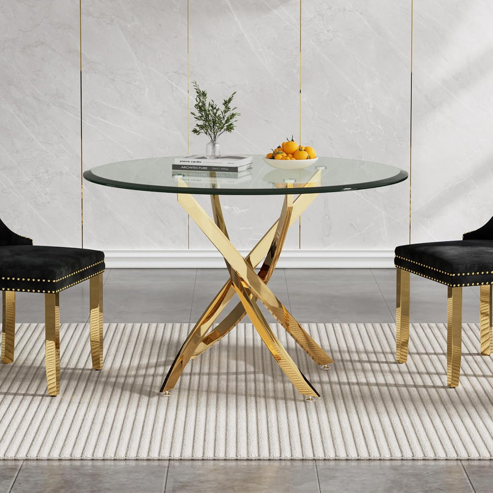 36" Glass Dining Table for 2-4, Modern Dining Room Table with 0.39"...