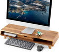 TINAMO Acacia Wood Monitor Stand with Drawer - Wooden Monitor Riser for Desk - Computer Monitor Stand for Desk - Multi-Purpose Desktop Storage Stand for Computer; Laptop; Printer; TV - 24.4 " x 8" x 5" (Patent Pending) (Acacia, 24.4 " x 8" x 5")