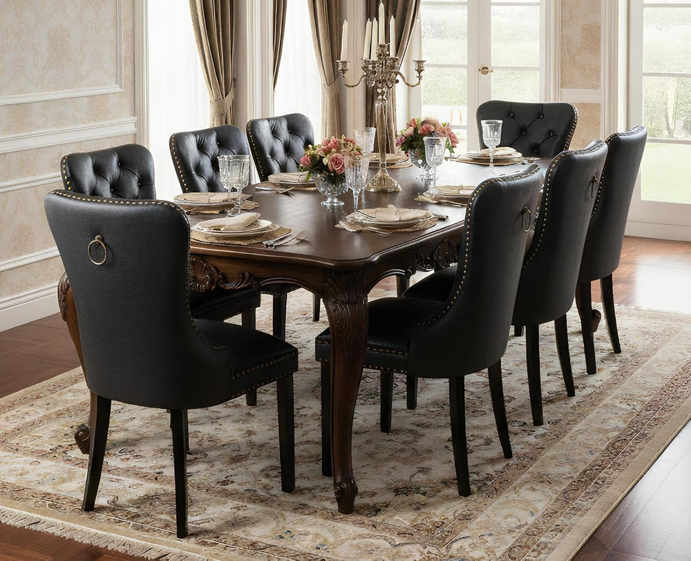EALSON Modern Black Dining Chairs Set of 8 Mid Century Leather Dining Room Ch...