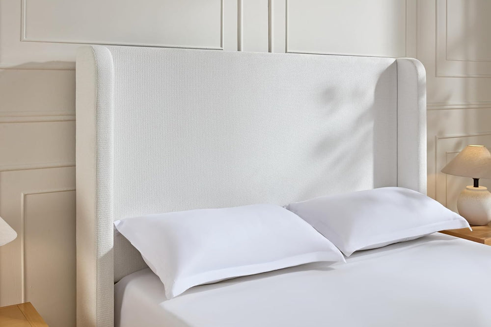 Queen Size Upholstered Bed Frame, 54" High Headboard Carmen Wingback Bed...