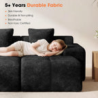 84" Modular Boneless Sofa Bed, Loveseat Couch with Ottomans, Black | Sectional Modular Couch, 15.4" Wider Armrest, 12" Thick Back, 2 Free Pillows, Non-Slip Base, Boneless Sofas for Living Room
