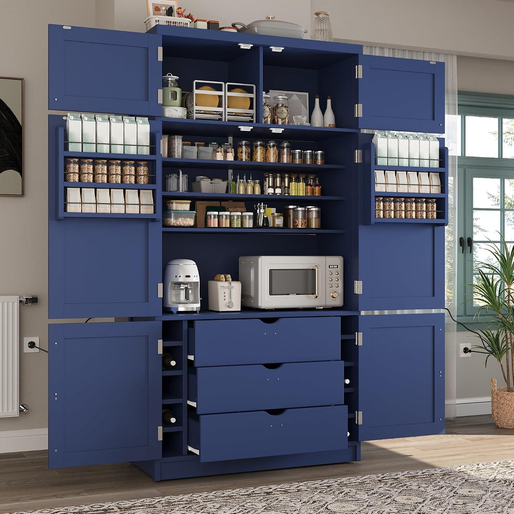 80.1'' Tall Freestanding Kitchen Pantry,Large Shake Style Storage Cab...