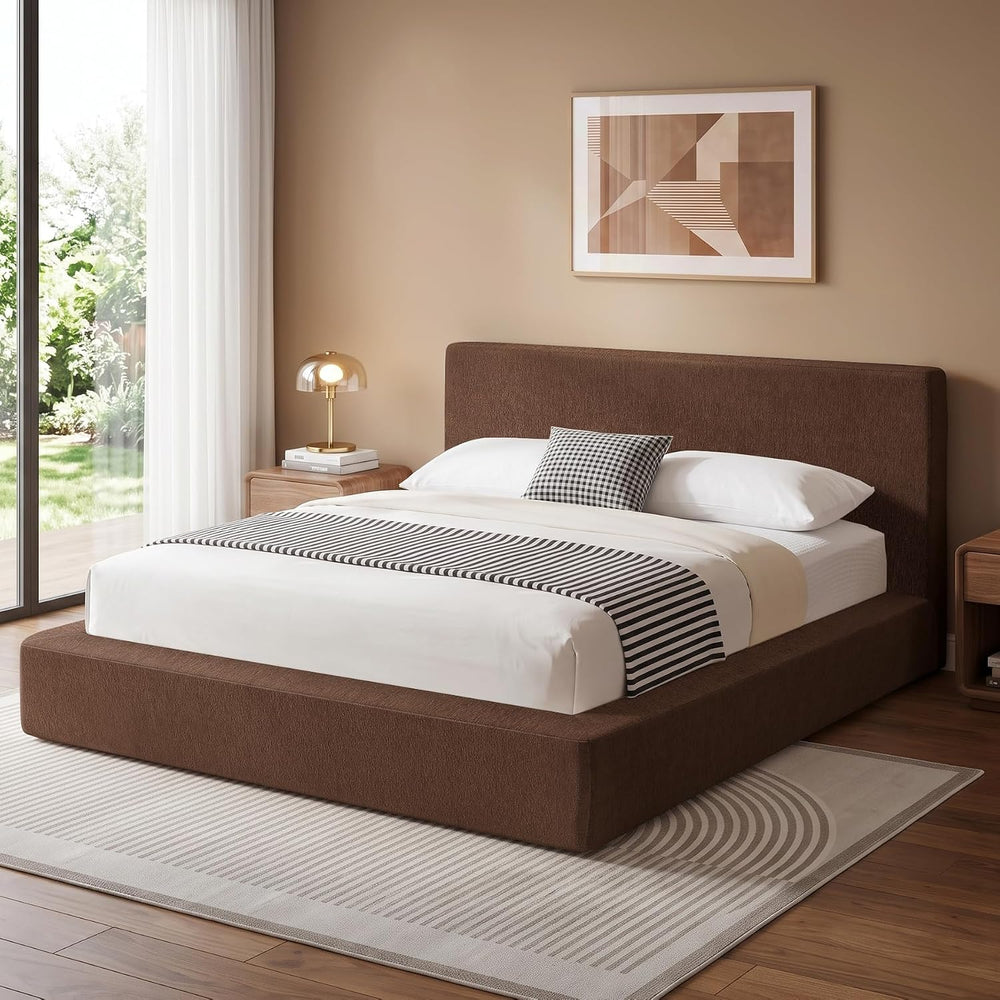 Queen Bed Frame w/ Classic Headboard, Cloud Upholstered Platform Bed Frame