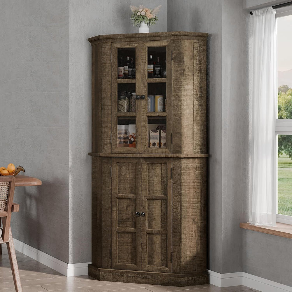 Betterhood Corner Cabinet, 67" Tall Kitchen Pantry Storage Cabinet with ...