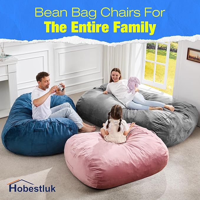 Hobestluk 3FT Bean Bag Chair Large Beanbag with Removable Cover Adult Bean Ba...