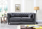 Container Furniture Direct Zenvor Velvet Chesterfield Sofa for Living Room, Apartment or Office, Mid Century Modern Couch with Diamond Tufts and Nailhead Accent, 75.98", Grey