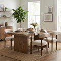 VKNOW Wooden Dining Chairs Set of 4, Modern Upholstered Dining Room Chairs with Walnut Wood Legs and Curved Backrest, Fabric Kitchen Chairs for Farmhouse/Living Room/Dining Room, Beige