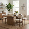 VKNOW Wooden Dining Chairs Set of 4, Modern Upholstered Dining Room Chairs with Walnut Wood Legs and Curved Backrest, Fabric Kitchen Chairs for Farmhouse/Living Room/Dining Room, Beige