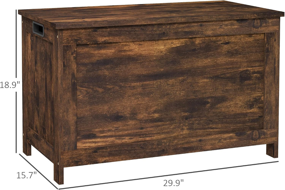 HOMCOM Storage Bench Cut-Out Handles 29.9" x 15.7" x 18.9" Rus...