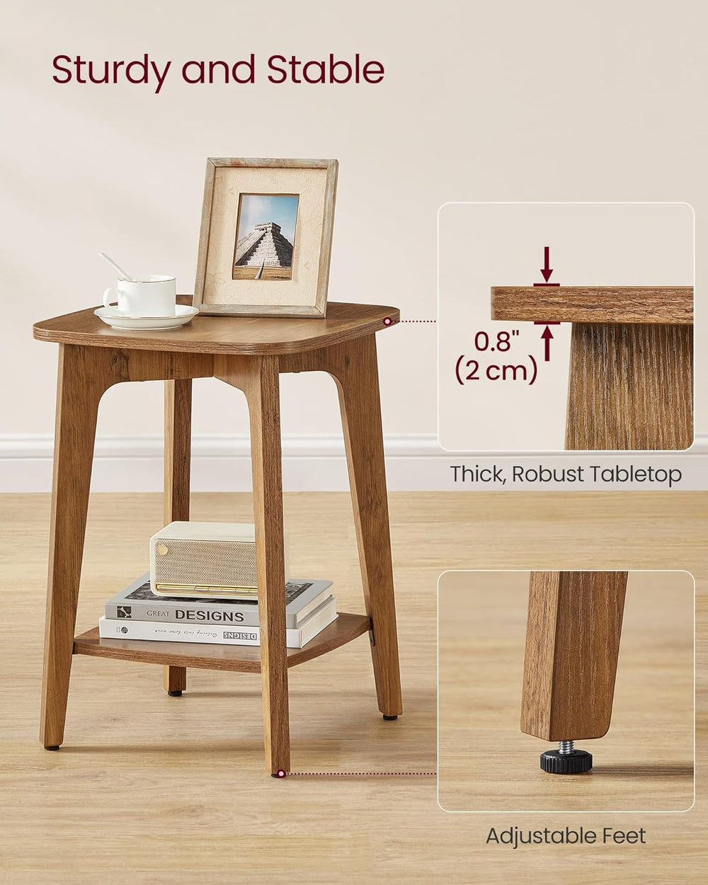 VASAGLE MAEZO Collection - Side Table, 2-Tier Small Square End Table, Nightst...