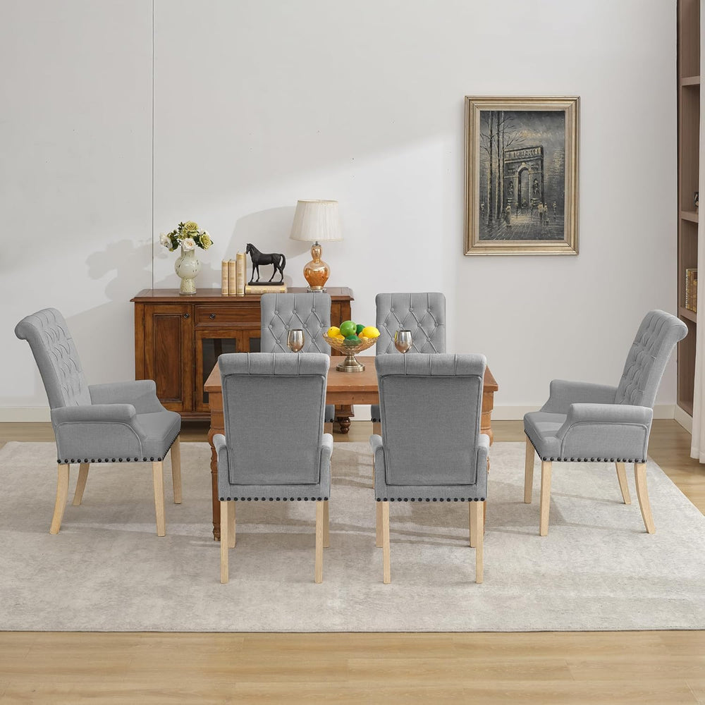 LOULENS Fabric Dining Chair, Modern Upholstered Armchair with Nailheads Trim ...