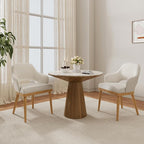 Wooden Dining Chairs Set of 2, Modern Fabric Upholstered Dining Room Chair, Kitchen Side Chairs, Farmhouse Dinner Chair with Open Back for Kitchen, Beige