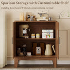 BORNOON Storage Cabinet with Doors and Adjustable Shelf, Modern Fluted Sideboard Buffet Cabinet, Freestanding Coffee Bar for Kitchen, Pantry, Entryway, Living Room
