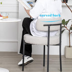 DYHOME Dining Chair One Chair for Kitchen Dining Room,Upholstered Modern Boucle Dining Chair with Black Metal Legs Curved Backrest,Grey