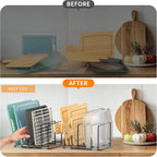 Cutting Board Organizer, Kitchen Cabinet Organizer, Divided Rack with 5 Slots for Baking Trays, Cutting Boards - Cookie sheet Organizer Inside Cabinet, Baking Sheets Holder (medium)