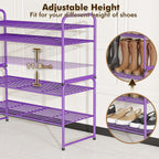 SUFAUY 2-Tier 33" Wide Shoe Rack Closet Metal Wire, Stackable, Purple