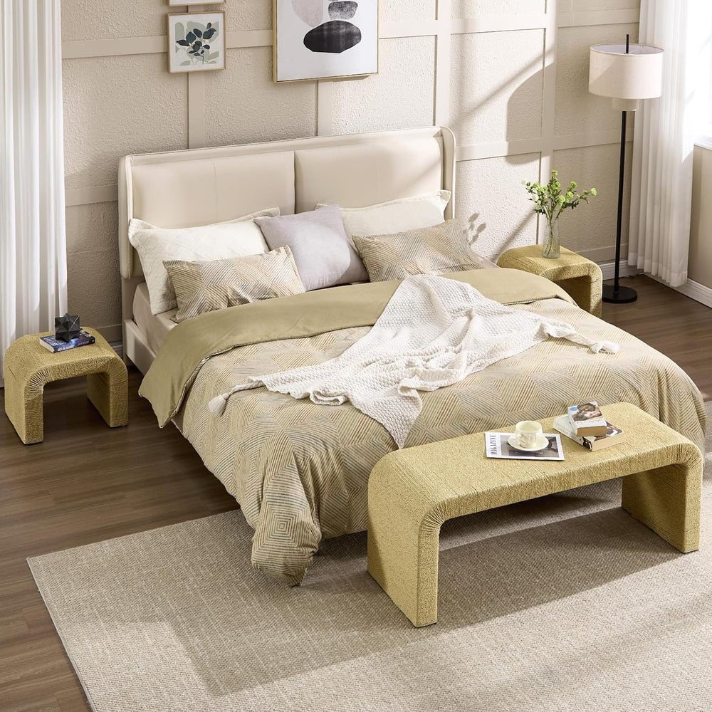 LZAREAL 3-Piece Nesting Woven Rope Coffee Table Set, 47" Boho Waterfall ...