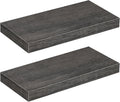 HOOBRO Floating Shelves for Wall, Wall Mounted Shelf Set of 2, 15.7" Hanging Shelf with Invisible Brackets, for Wall in Bathroom, Bedroom, Toilet, Kitchen, Living Room, Office, Charcoal Gray BC40BJ01