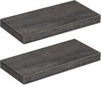 HOOBRO Floating Shelves for Wall, Wall Mounted Shelf Set of 2, 15.7" Hanging Shelf with Invisible Brackets, for Wall in Bathroom, Bedroom, Toilet, Kitchen, Living Room, Office, Charcoal Gray BC40BJ01
