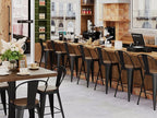 Andeworld Metal Bar Stools Set of 4, 24 inch Counter Height Barstools with Backs Farmhouse Modern High Back Bar Stools with Larger Seat Kitchen Dining Bar Chairs,Matte Black