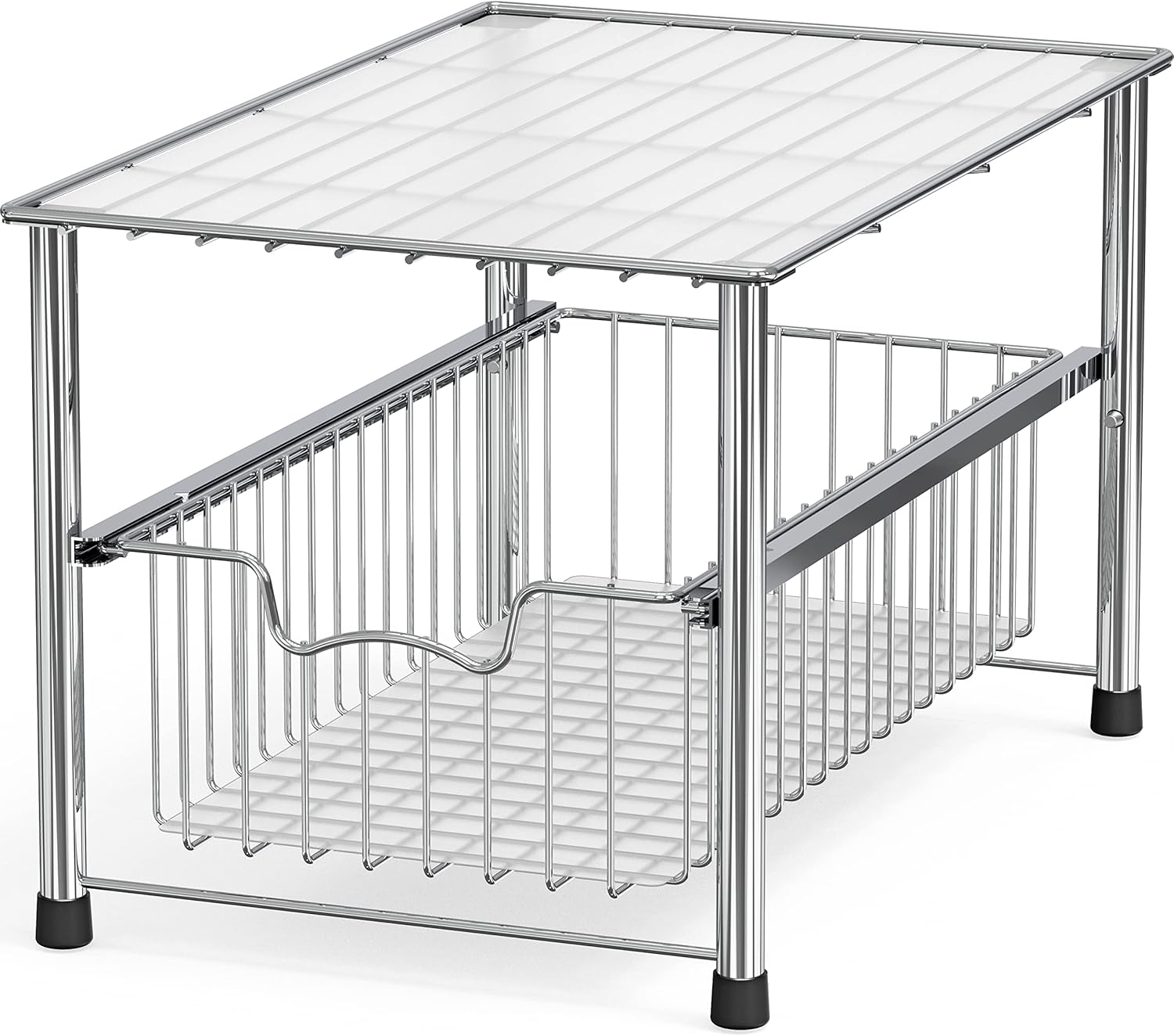 Simple Houseware Chrome Metal Stackable Storage Rack, 16.75 in L x 10.8 in W x 10.25 in H