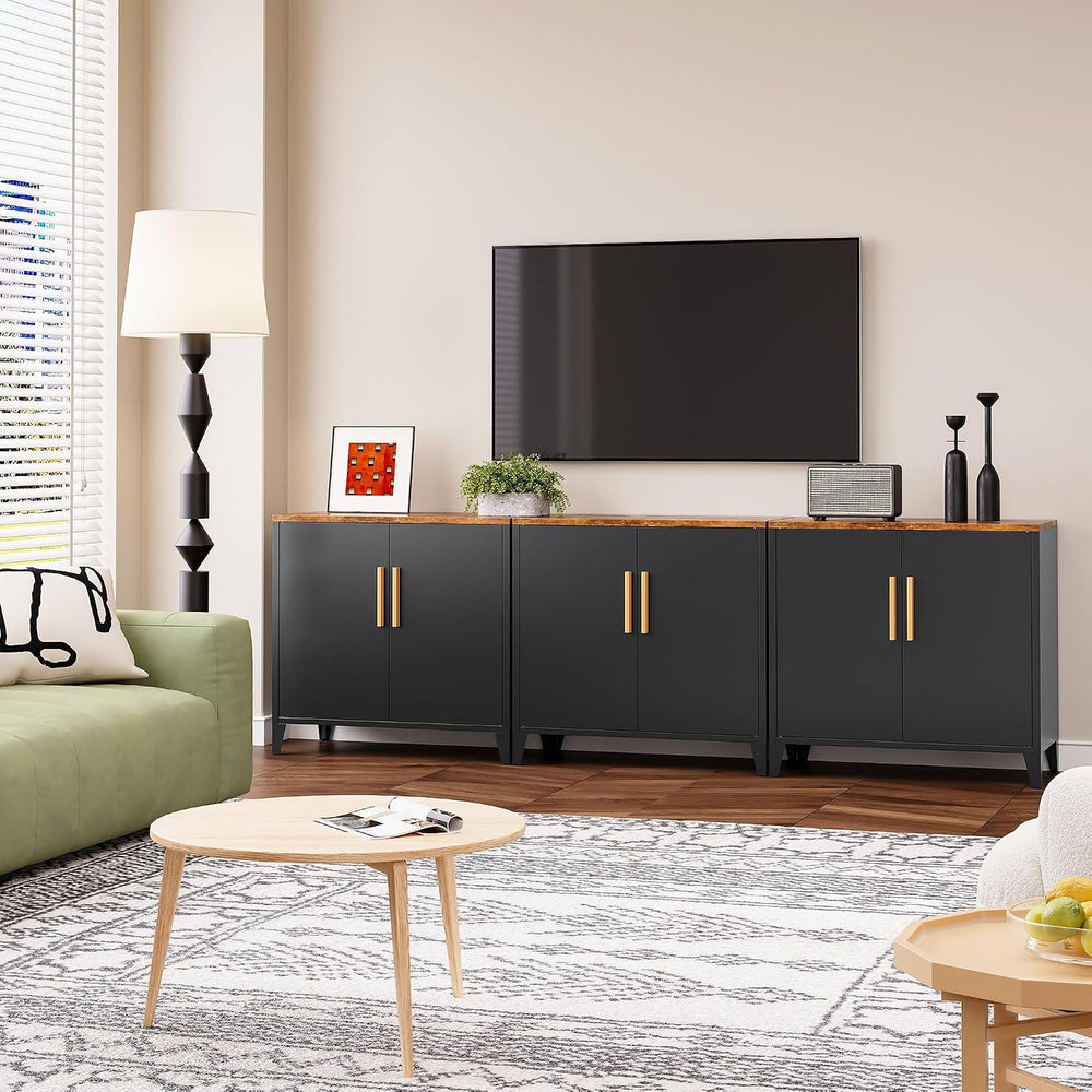 SISESOL Black Storage Cabinet with Doors and Shelves,30 inch Pantry Cabinet S...