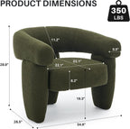 Sherpa Boucle Barrel Accent Chair, Round Armchair, Sherpa Green | Mid Century Sherpa Boucle Accent Chair, Comfy Upholstered Round Armchair with Curved Back for Living Room & Bedroom