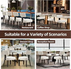 Dining Chairs Set of 8, Fabric Upholstered Wood Kitchen Chairs, Armless Linen Curved Backrest Accent Chair Farmhouse Modern Dining Chairs with Foot Pad for Kitchen/Living Room/Restaurant/Cafe-Beige