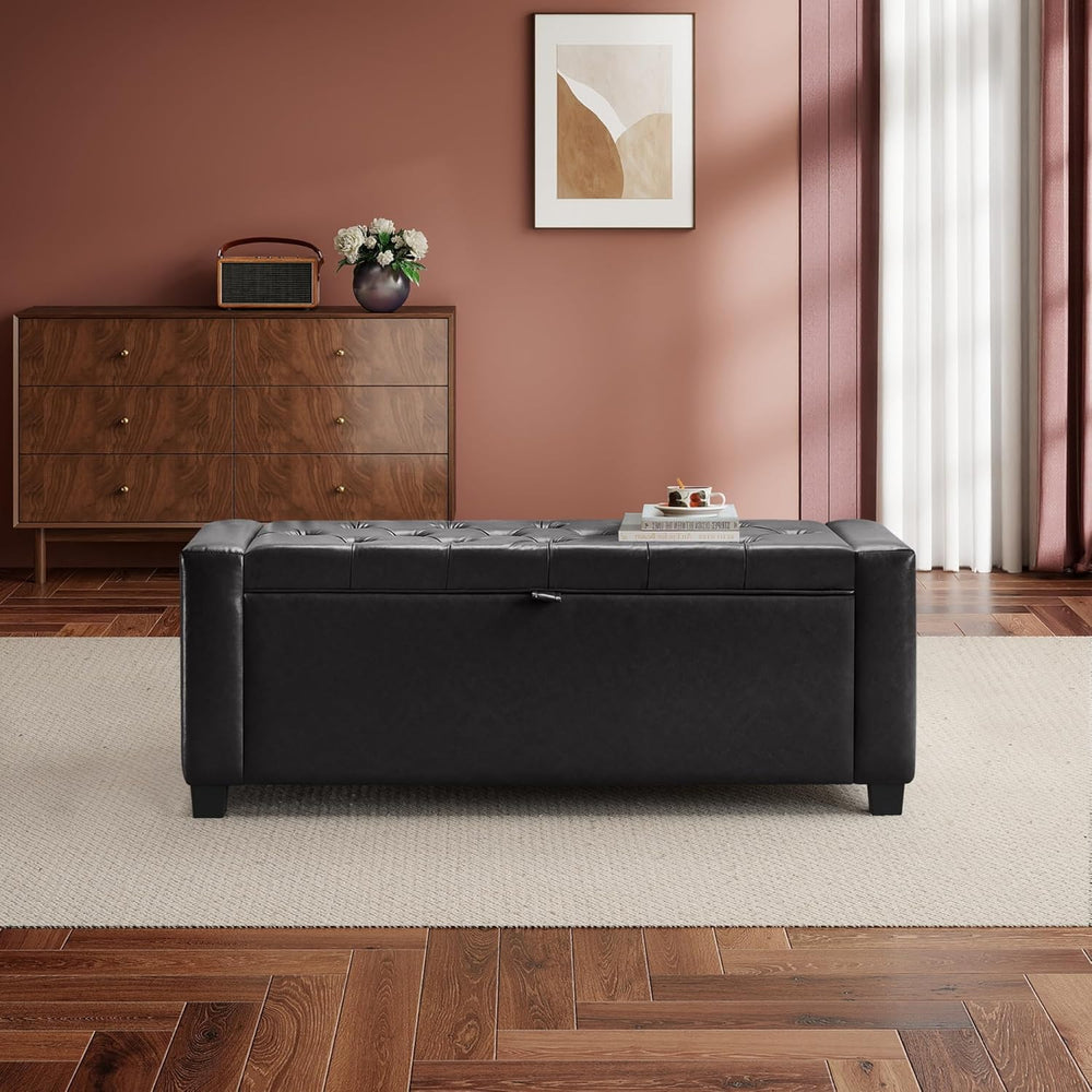 GRAINELL 42.13” Storage Ottoman Bench, Upholstered Tufted Bedroom Bench with ...