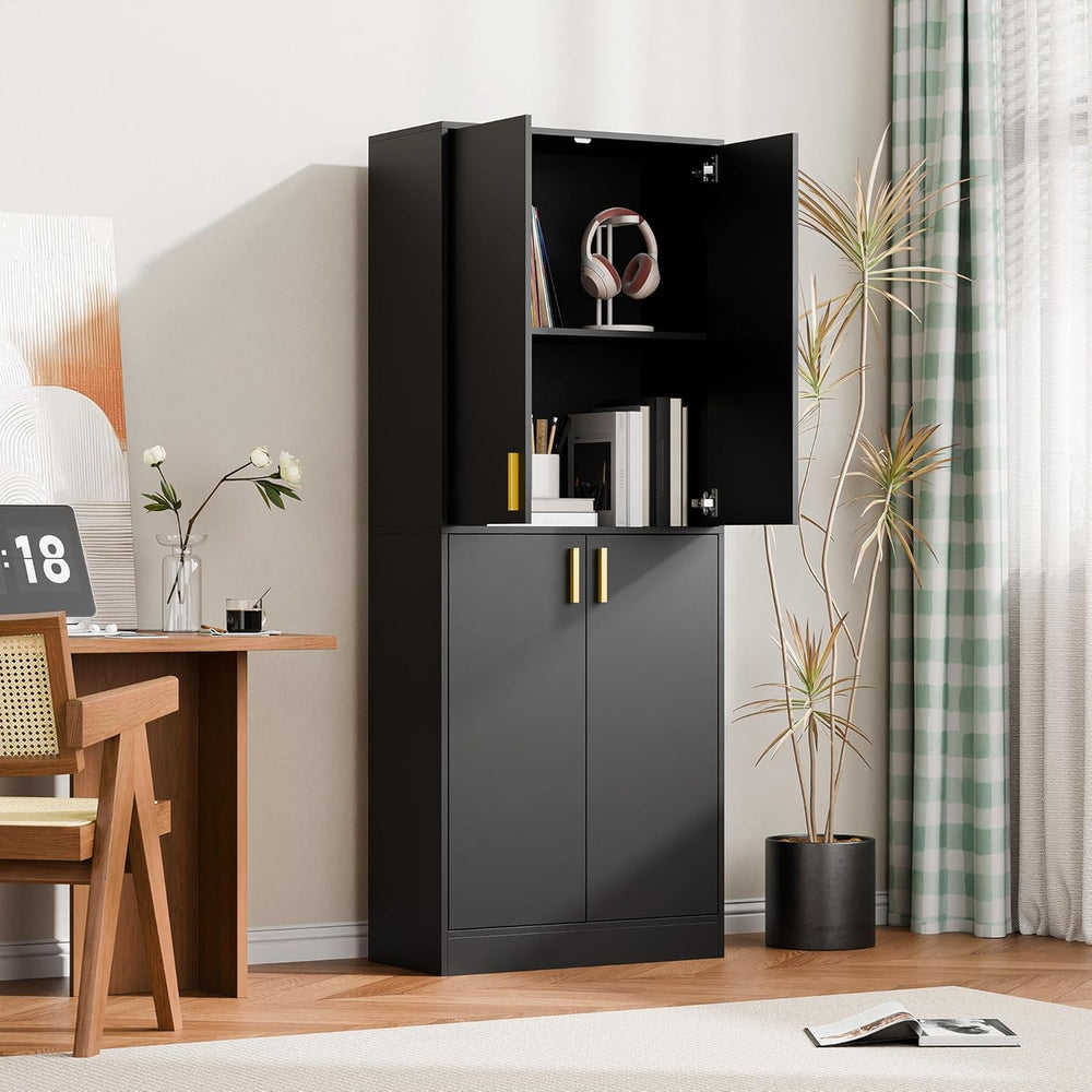 Cozy Castle Kitchen Pantry Cabinet, 71" Tall Wood Storage Cabinet with D...