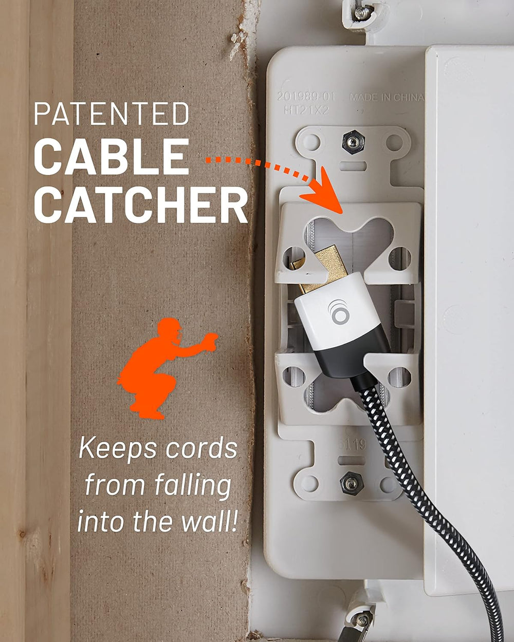 ECHOGEAR TV Cord Hider for Wall Mounted TV with 2X AC Outlets & 2X USB-A ...