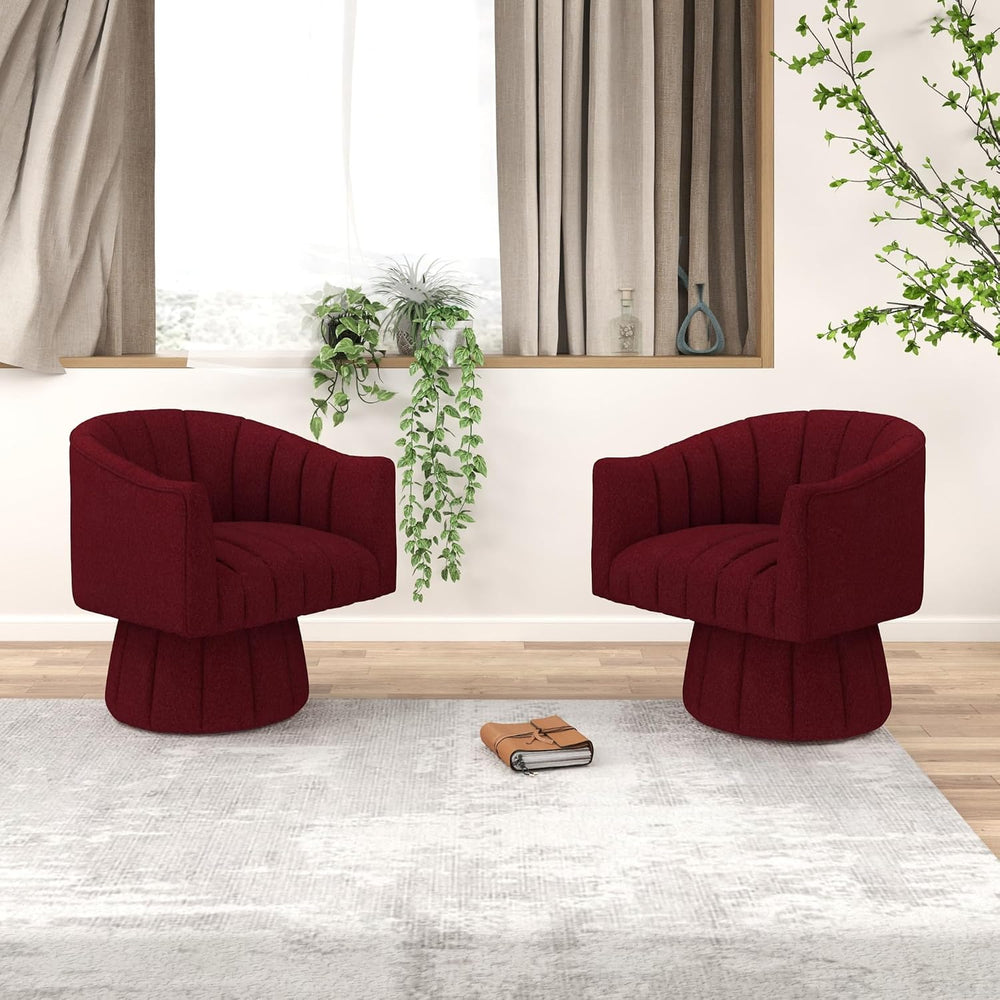 Modern Swivel Accent Chair, Velvet Corner Chair, Comfy Round Barrel Chair, Co...