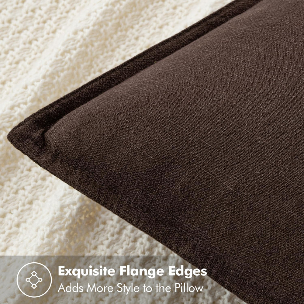 MIULEE Decorative Linen Euro Sham Pillow Covers 26x26 Dark Brown
