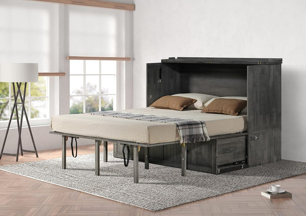 Mega Solutions Murphybedz Tuscany Murphy Cabinet Chest Bed with Charging Stat...