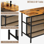 AWQM Kitchen Island with Seating & Storage Shelf, Modern Bar Table and Chairs Set for 2, Wooden Island Table for Kitchen, Dining Table Set for Small Space, Walnut Color