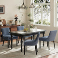 Modern Dining Chairs Set of 4, Upholstered Corduroy Dining Room Chairs with Wood Legs, Mid-Back Padded Kitchen Side Chairs for Dining Room, Blue