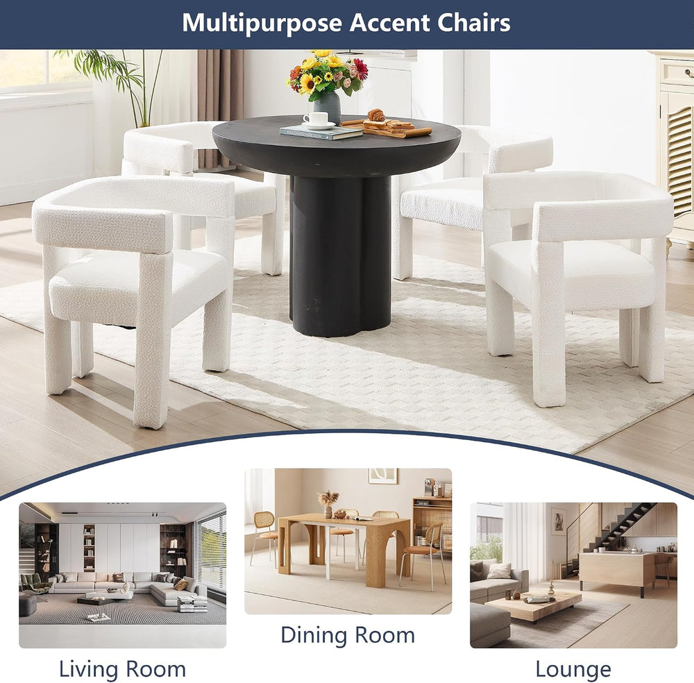 Modern Dining Chair Set of 6 Living Room Chairs,Upholstered Barrel Chair | bo...