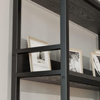 IRONCK Corner Bookshelf 5 Tiers, Industrial Corner Bookcase with Baffles Etagere, L Shaped Bookshelves with Metal Frame, Corner Shelf Storage Rack for Living Room Home Office
