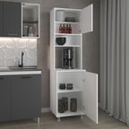 21.4" D*19.7W*78.7" H Corner Freestanding Kitchen Pantry with Dawer, 3 Shelves, Single Door, Rectangular Storage Cabinet, Modern Minimalist, for Living Room, Dining Room, White