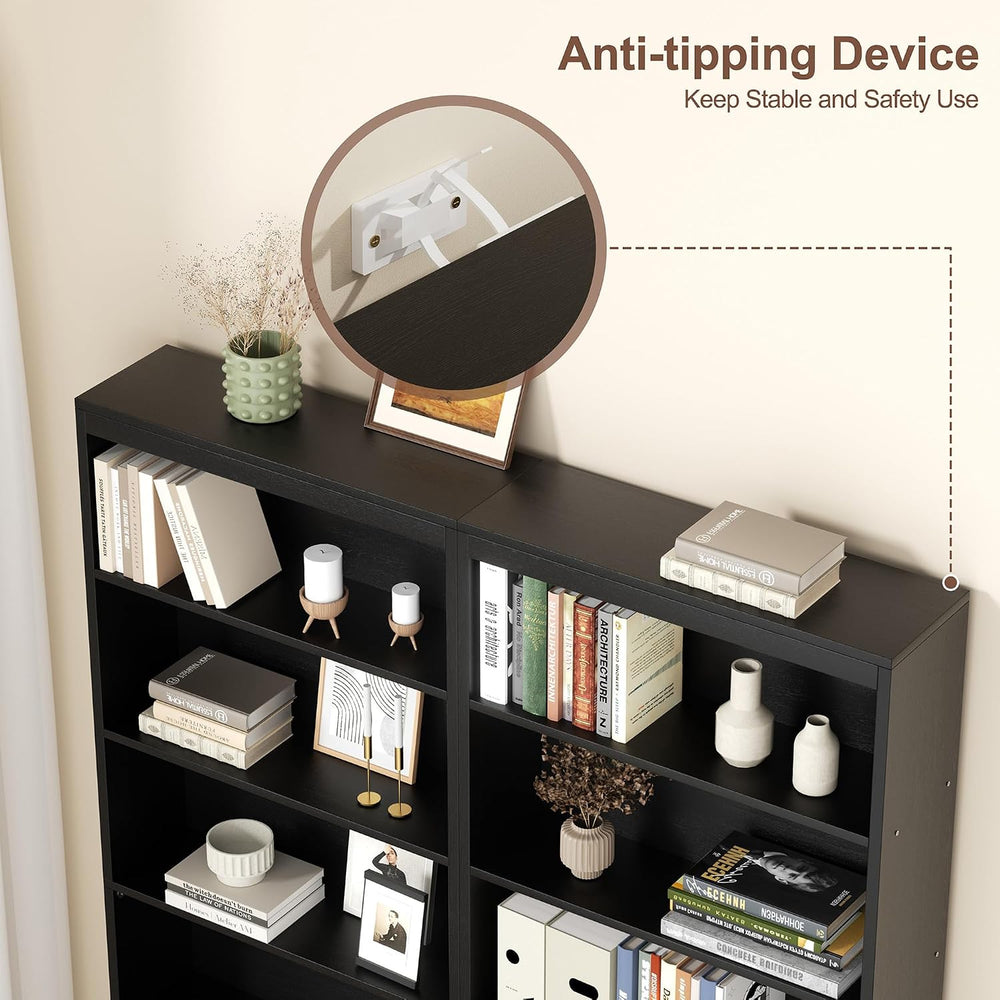 Vongrasig 71" H Tall Bookshelf, Modern Wood Display Bookcase, Black