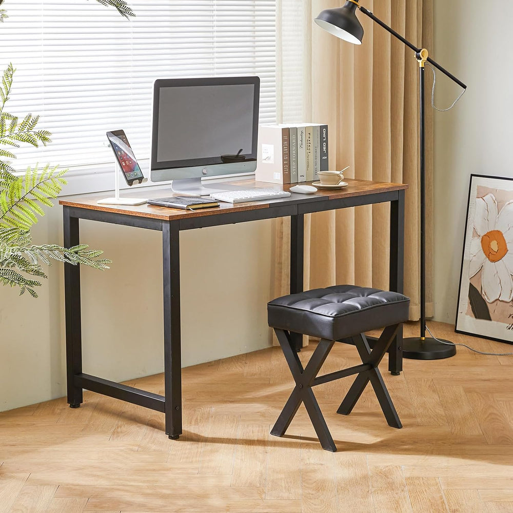 IBUYKE Square Makeup Stool with X-Leg, PU Vanity Chair, Black LG-71B | Footre...