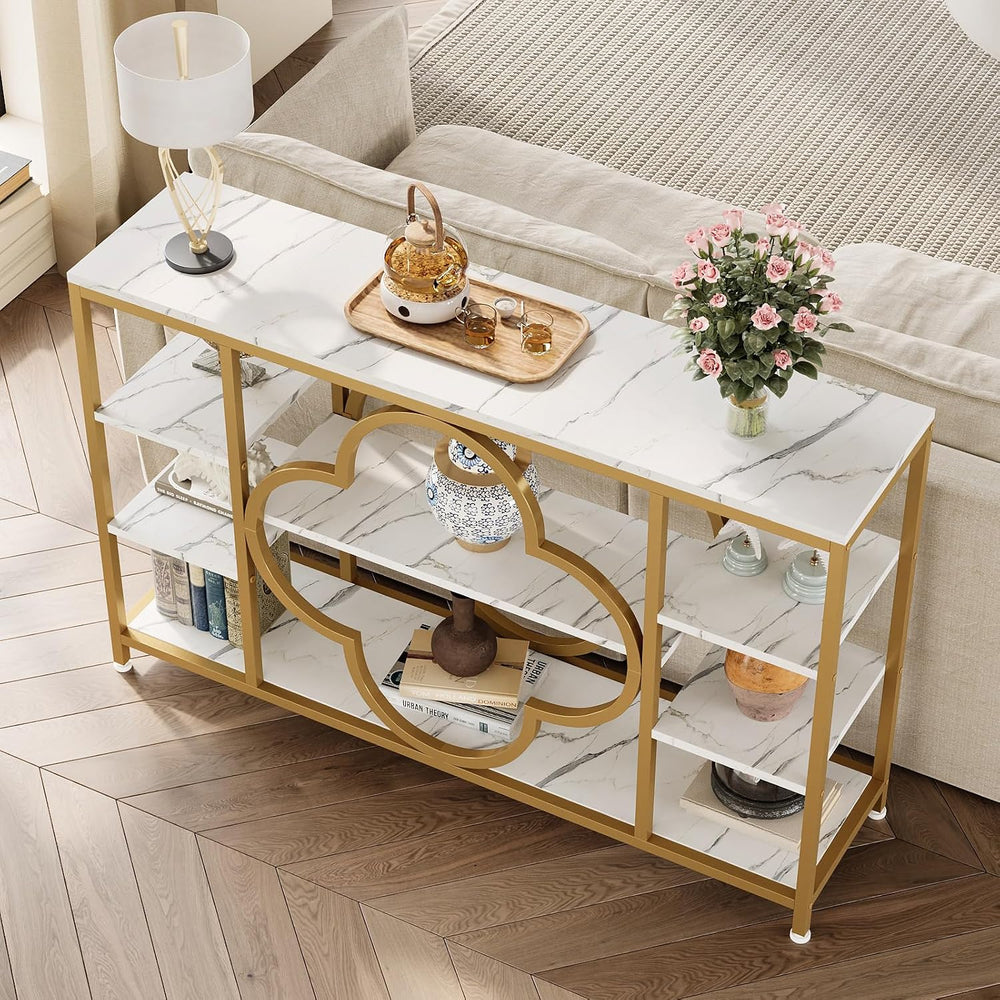 GiftGo 47" Industrial Console Tables for Entryway Rustic Sofa Table Behi...