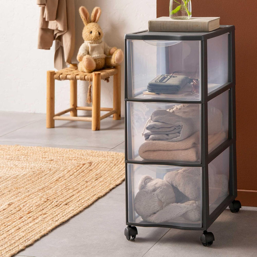 Sundis Storage Tower 3 Drawers with Wheels, Silver